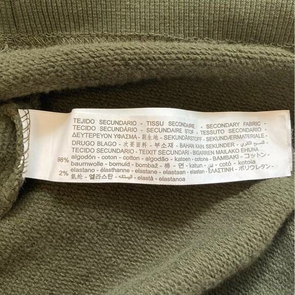 ZARA Graphic Crewneck Sweatshirt, quilted emrboidery, olive green, Size Small - Picture 6 of 7